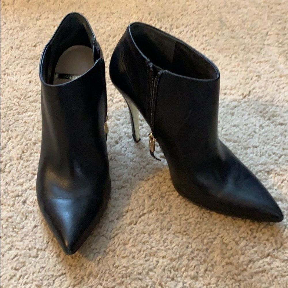 Marciano leather booties with gold heel accent 8.5